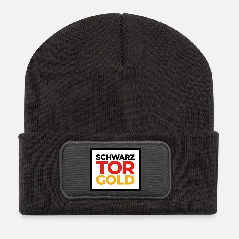 Deutsche Sport Mannschaften - SchwarzTorGold Box - Recycelte Patch Beanie - Dunkelgrau