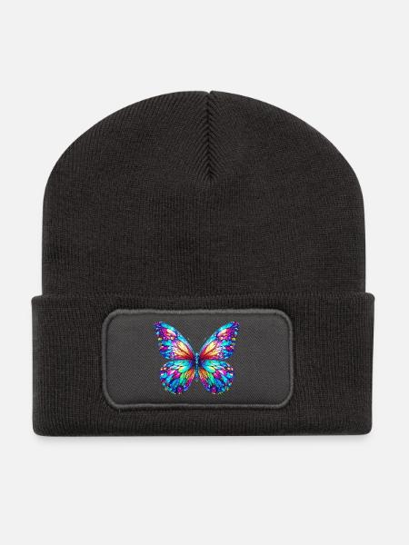 Schmetterling - Recycelte Patch Beanie - Dunkelgrau