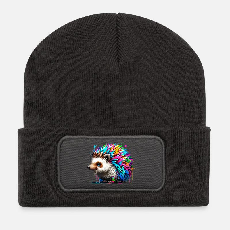 Hérisson - Beanie recyclé à patch - charbon