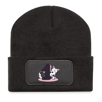 Cat Number 1 - Recycled Patch Beanie - dark grey - Front