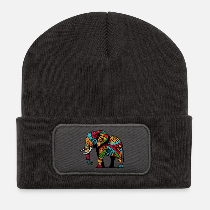 Elefant - Recycelte Patch Beanie - Dunkelgrau