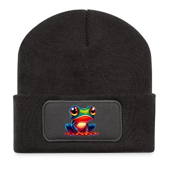 Grenouille - Beanie recyclé à patch - charbon - Devant