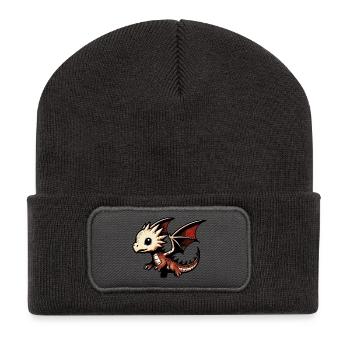 Drache - Recycelte Patch Beanie - Dunkelgrau - Vorne