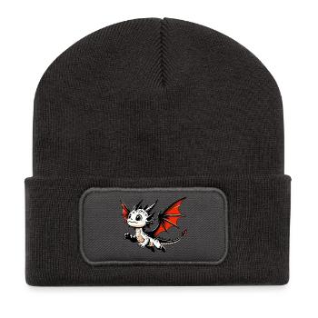 Drache - Recycelte Patch Beanie - Dunkelgrau - Vorne