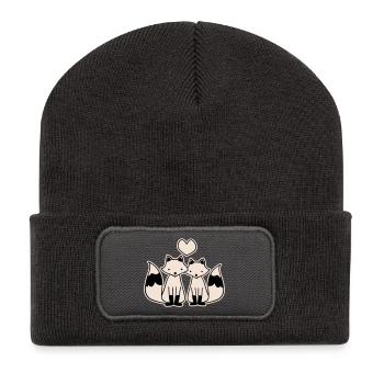 verliebte Füchse - Recycelte Patch Beanie - Dunkelgrau - Vorne