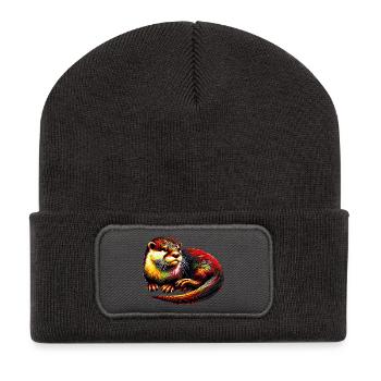 Loutre - Beanie recyclé à patch - charbon - Devant