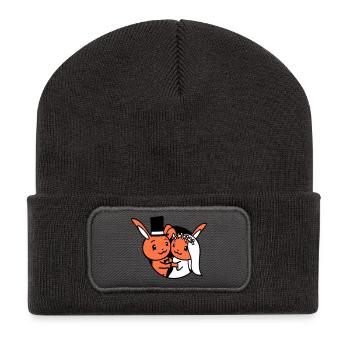 2 Lapins Couple En Amour Femme Homme Empire Chapeau Haut de forme - Beanie recyclé à patch - charbon - Devant
