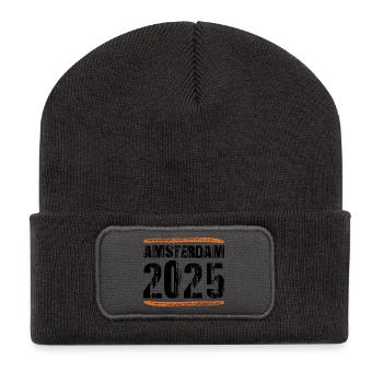 Amsterdam 2025 Spruch - Recycelte Patch Beanie - Dunkelgrau - Vorne