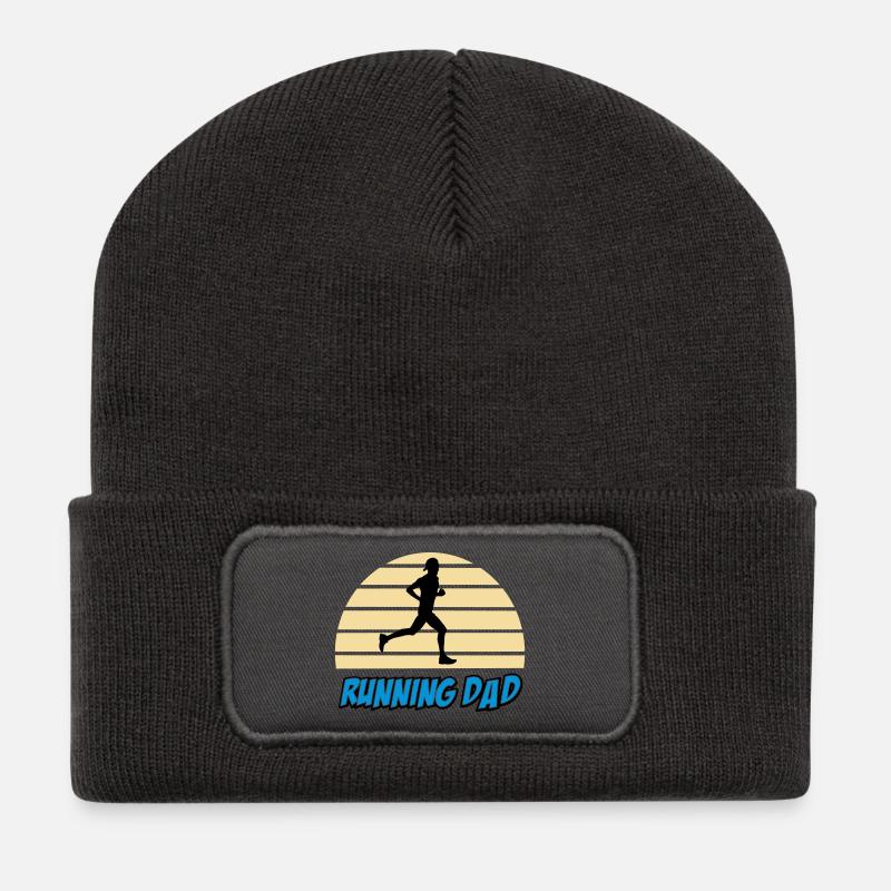 Running dad - Beanie recyclé à patch - charbon