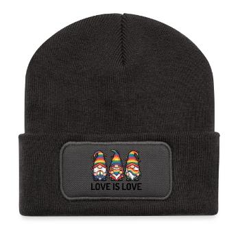 LGBT Pride Month - Liebe ist Liebe - Recycelte Patch Beanie - Dunkelgrau - Vorne