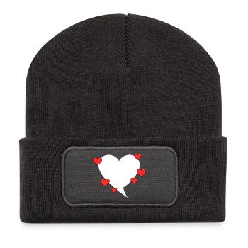 Speech bubble with hearts - Recycled Patch Beanie - dark grey - Front
