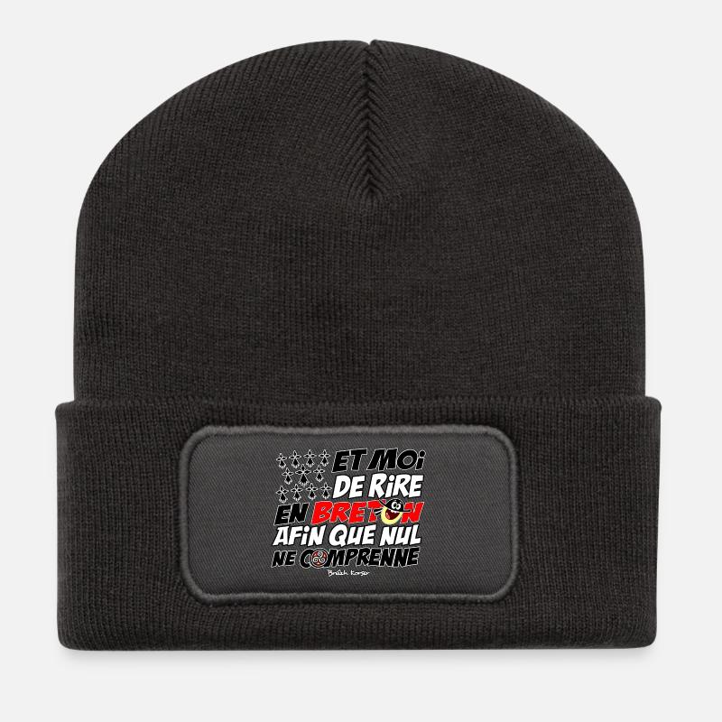 Und ich lache auf Bretonisch - Recycelte Patch Beanie - Dunkelgrau