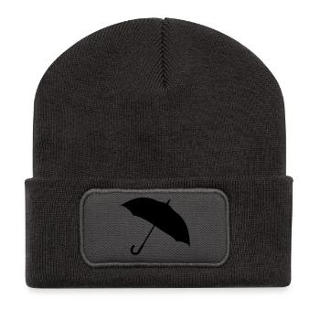 Klassische Regenschirm-Silhouette - Recycelte Patch Beanie - Dunkelgrau - Vorne