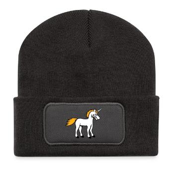 Einhorn Böse Wütend Angriff Zähne knirschen sauer - Recycelte Patch Beanie - Dunkelgrau - Vorne