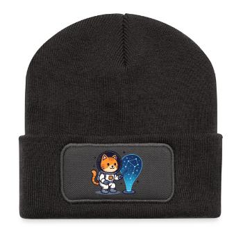 Space Cat Constellation – Kawaii - Recycelte Patch Beanie - Dunkelgrau - Vorne