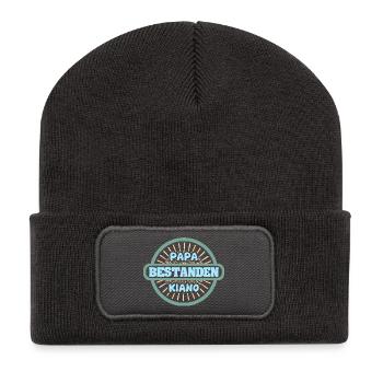Geschenk für Kiano - Recycelte Patch Beanie - Dunkelgrau - Vorne