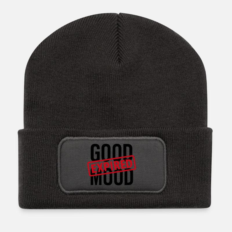 GOOD MOOD EXPIRED - Recycelte Patch Beanie - Dunkelgrau