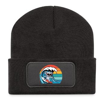 Koalabär Mit Sonnenbrille Retro Surfern Koala - Recycelte Patch Beanie - Dunkelgrau - Vorne