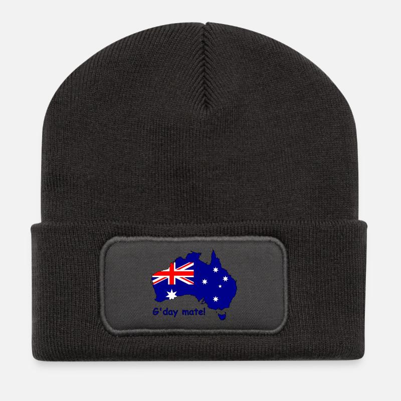 G'day Mate Australian Flag - Recycled Patch Beanie - dark grey