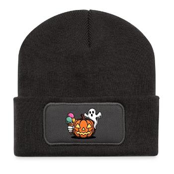 Glace à la citrouille Halloween Fun - Beanie recyclé à patch - charbon - Devant