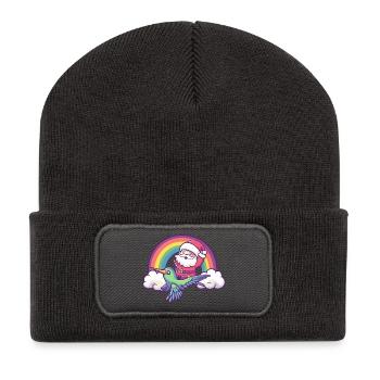 Hummingbird Bird Santa Claus Christmas - Recycled Patch Beanie - dark grey - Front