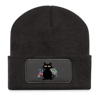 cat - Recycled Patch Beanie - dark grey - Front