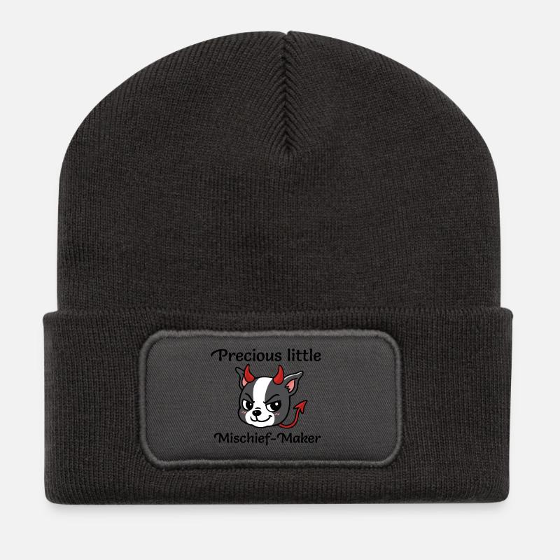 Precious Little Mischief-Maker - Recycled Patch Beanie - dark grey