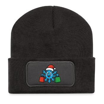 Le flocon de neige de Noël achète des cadeaux - Beanie recyclé à patch - charbon - Devant