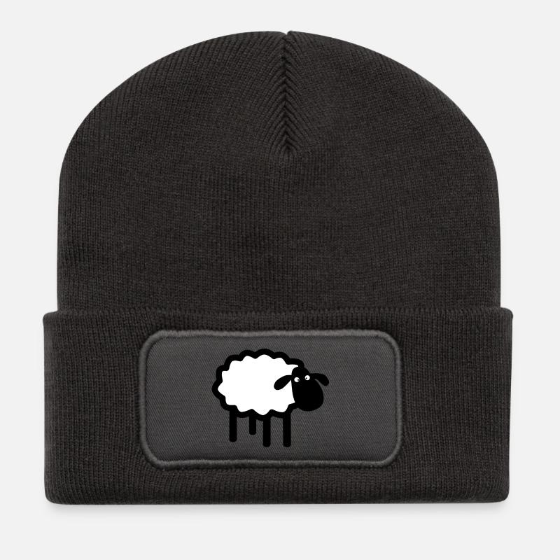 Kuckuck-Schaf-Silhouette - Recycelte Patch Beanie - Dunkelgrau