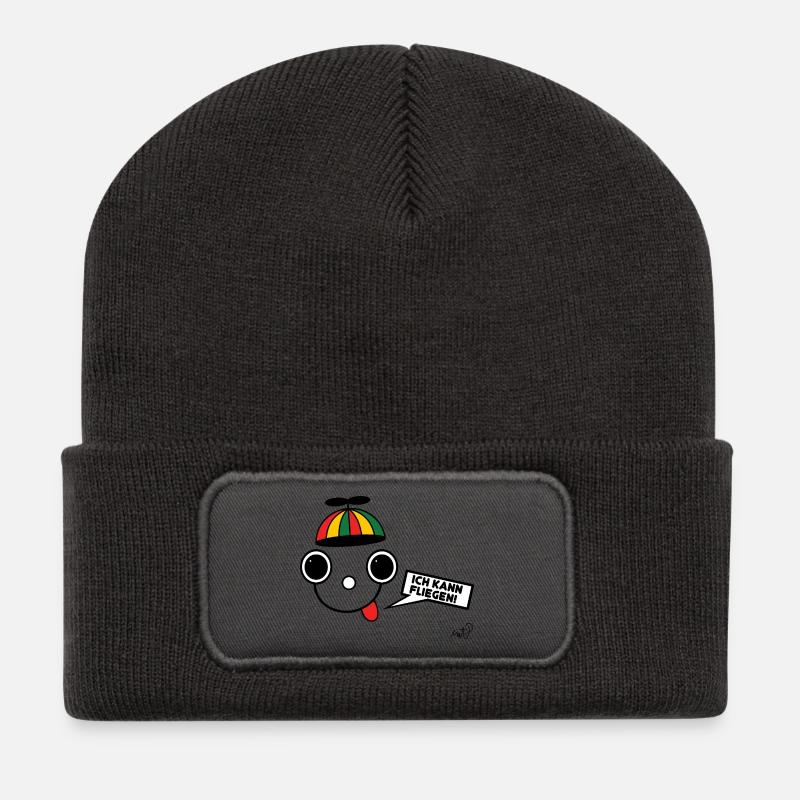 Fliegender Koppie - Recycelte Patch Beanie - Dunkelgrau