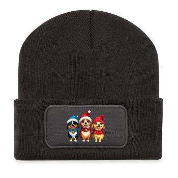 Santa Claus Dog - Recycled Patch Beanie - dark grey - Front