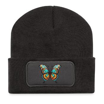 Papillon coloré - Beanie recyclé à patch - charbon - Devant