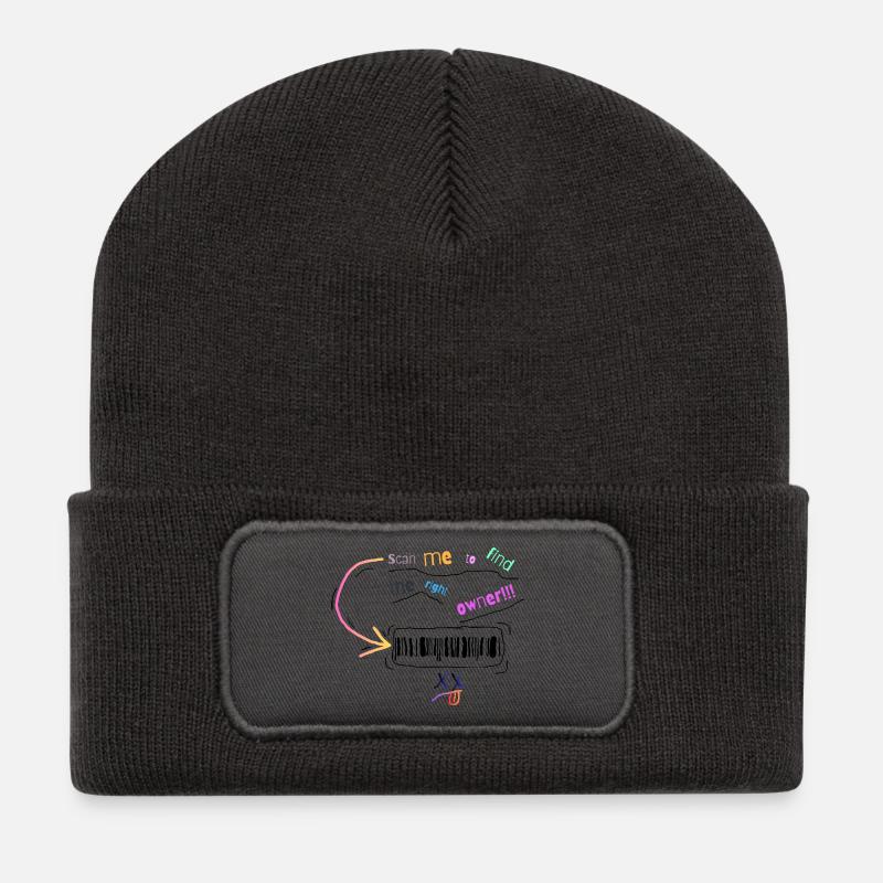 Scan me to the rightful owner - Recycled Patch Beanie - dark grey