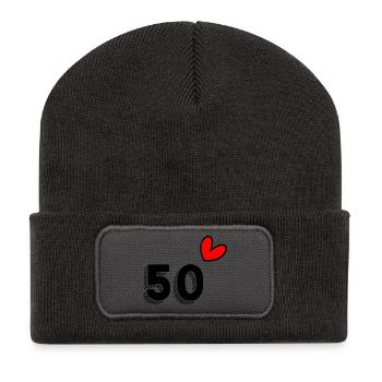50. 50 ANS. 50e ANNIVERSAIRE. ANNIVERSAIRE 50 ANS. - Beanie recyclé à patch - charbon - Devant