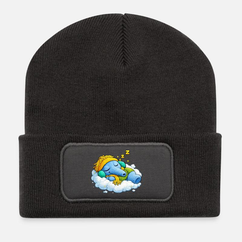 Leo Langnase schlafend - Recycelte Patch Beanie - Dunkelgrau