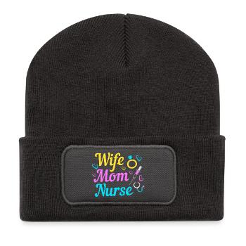 Nursing Nurse Hospital Gift - Recycled Patch Beanie - dark grey - Front