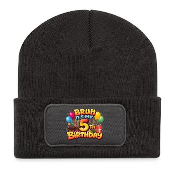 5th birthday shirt 5th birthday shirt  boy 5 year - Beanie recyclé à patch - charbon - Devant