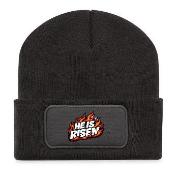 He is risen Flammen Vintage - Recycelte Patch Beanie - Dunkelgrau - Vorne