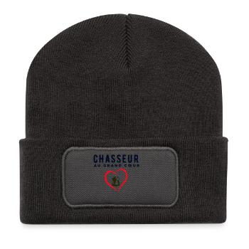 Chasseur au grand cœur Cadeau Meilleur Chasseur - Beanie recyclé à patch - charbon - Devant