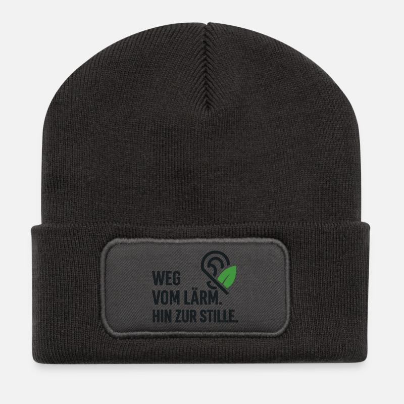 Ruheweg: Von Lärm Zur Stille - Recycelte Patch Beanie - Dunkelgrau