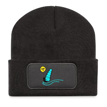 Surfer Sonne - Recycelte Patch Beanie - Dunkelgrau - Vorne