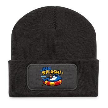 Divertissement à la plage à grandes éclaboussures : Requin dans la piscine - Beanie recyclé à patch - charbon - Devant