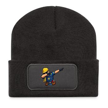 Électricien en tamponnage - Beanie recyclé à patch - charbon - Devant