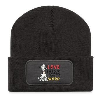 Dalmatian Love is a Four Letter Word Design - Recycled Patch Beanie - dark grey - Front