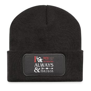 I Love My Husband Romantic Gift - Recycled Patch Beanie - dark grey - Front