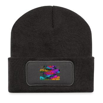 Chaos Coordinator Regenbogen Farbenspruch - Recycelte Patch Beanie - Dunkelgrau - Vorne
