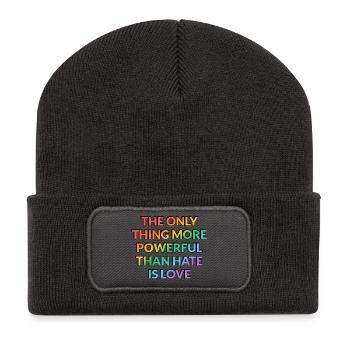 Powerful Love Over Hate - Recycled Patch Beanie - dark grey - Front