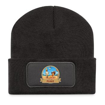 Kek & Ina à la plage - gag de la vie - Beanie recyclé à patch - charbon - Devant