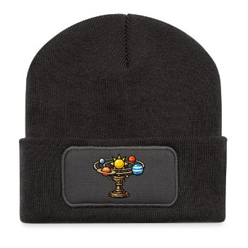 Orbitale solaire sur tige de bronze - Beanie recyclé à patch - charbon - Devant