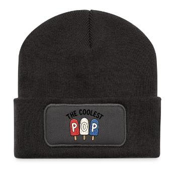 Lustiger Opa, der coolste Papa - Recycelte Patch Beanie - Dunkelgrau - Vorne